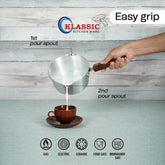 Klassic Aluminium Steel Milk Pan with Wooden Handle - Durable and Stylish - Klassic Kitchenware UK